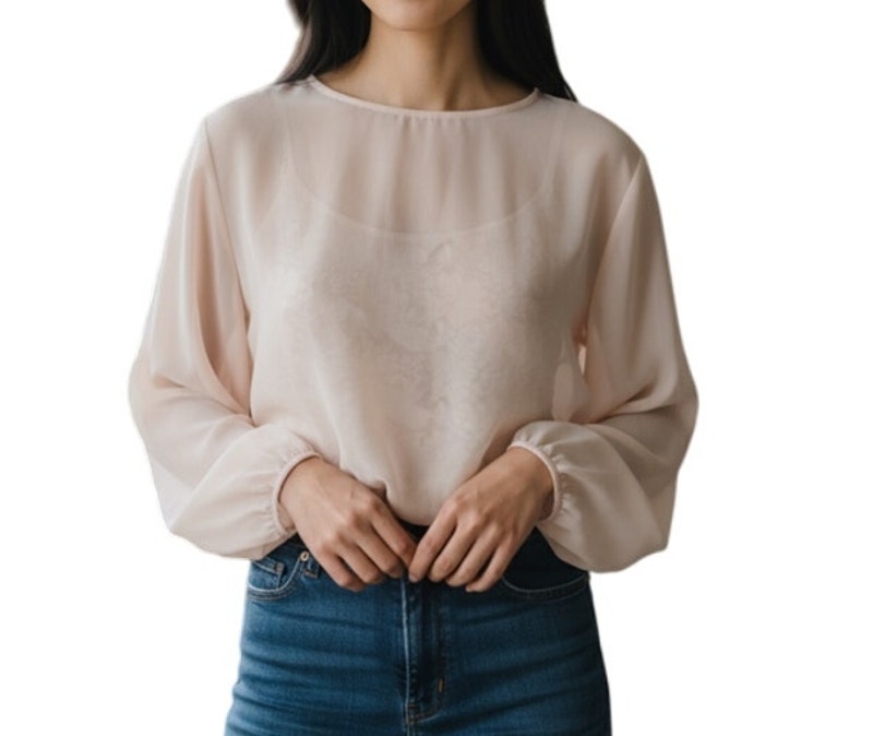 We Are Hah Womens Large Pink Chiffon Lace Long Sleeve Round Neck Floral Bodysuit